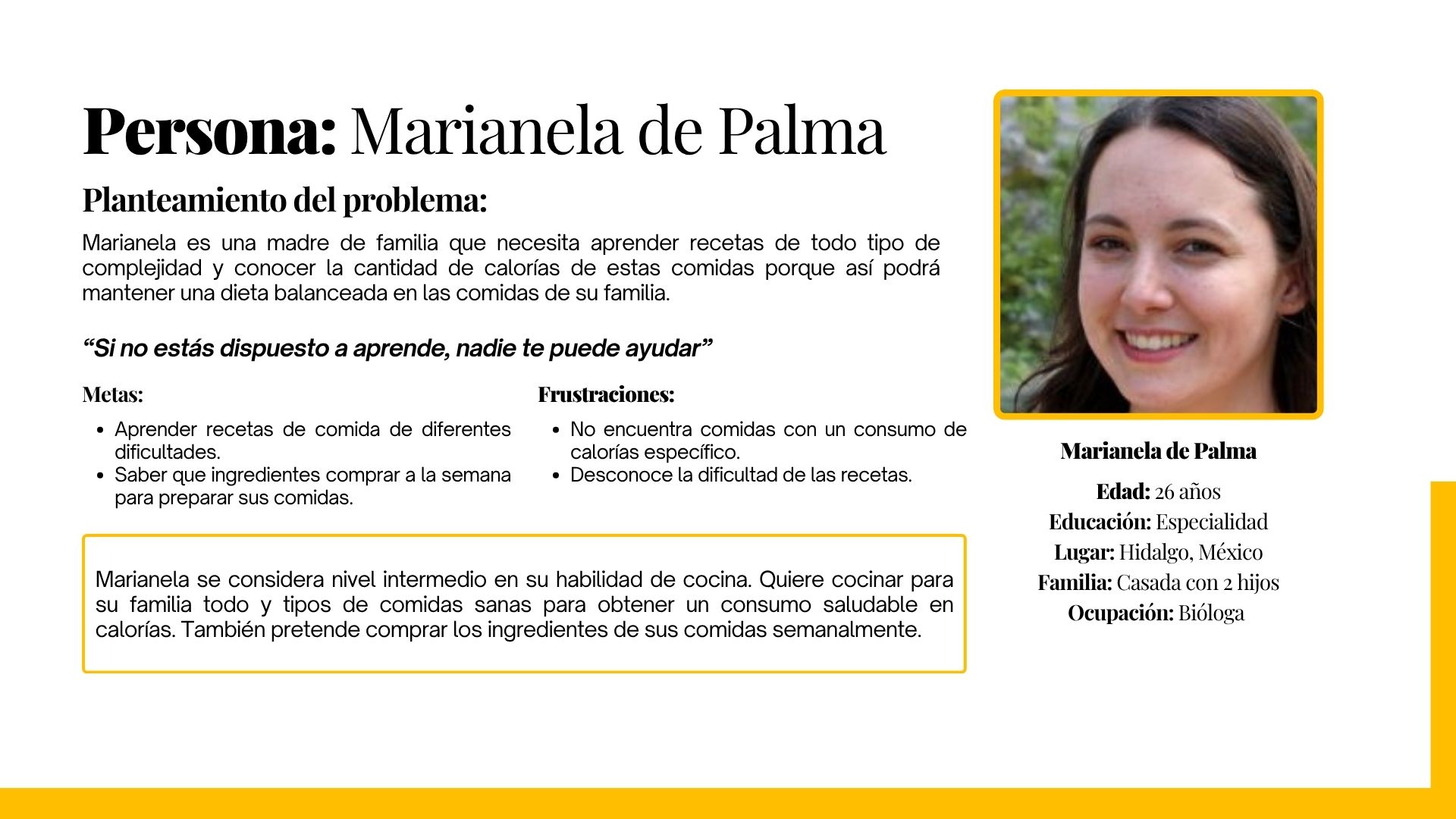 Imagen de Persona de Marianela de Palma, una persona que representa a un grupo de usuario que muestra los problemas de los usuarios, viene explicando su problema